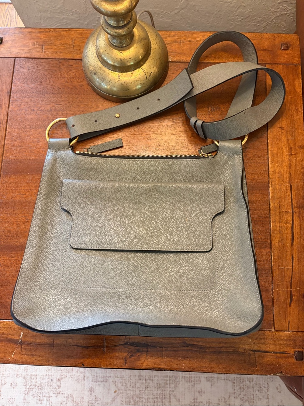 Marni Gray pebble Leather Crossbody Bag with Gold Hardware and duel satchels